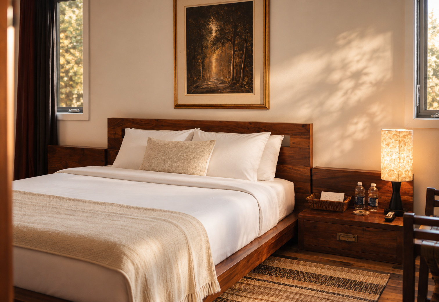 Chambre chaleureuse éclairée par la lumière naturelle