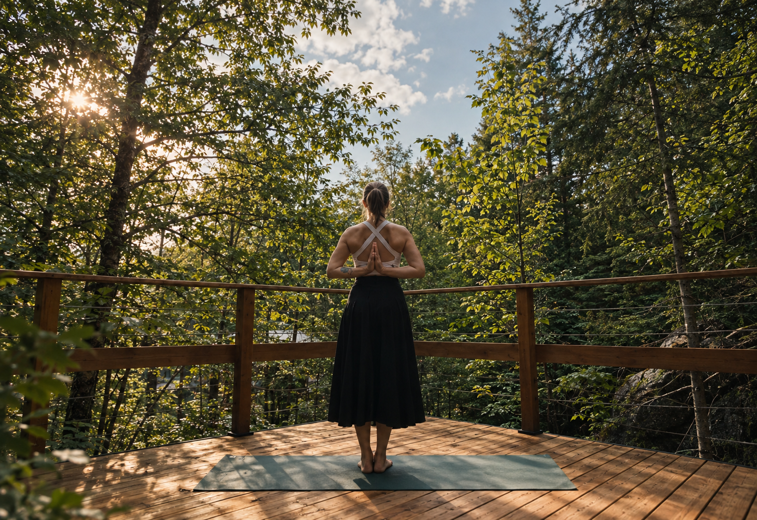 Yoga en nature pendant une expérience bien-être