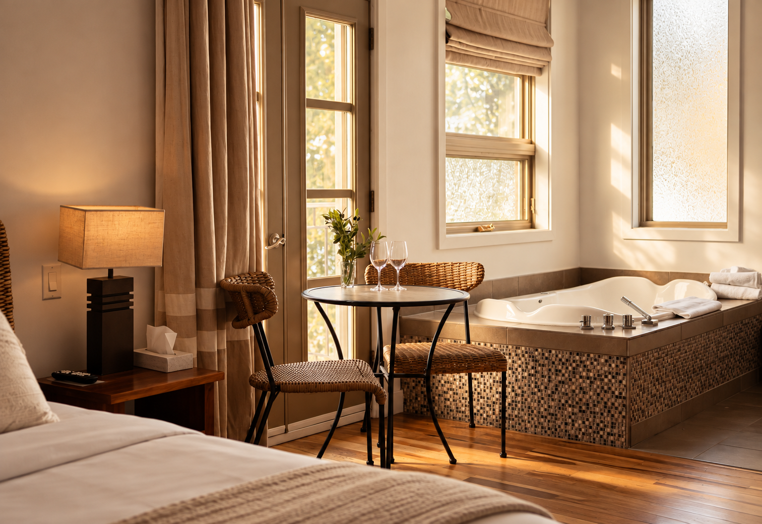 Suite avec jacuzzi privé et lumière naturelle